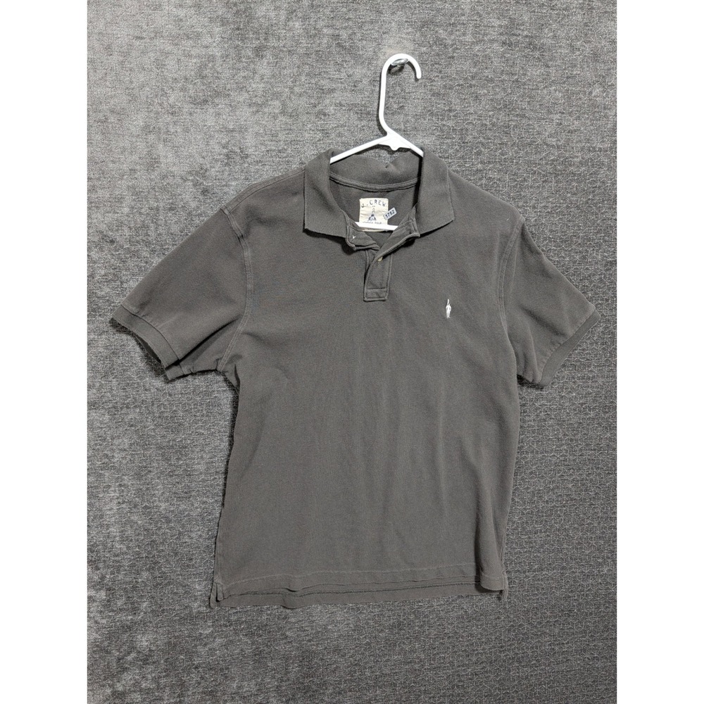 J. Crew Vintage Polo Shirt Mens Large Gray Cotton Oarsman Logo Short Sleeve